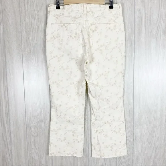 J. Crew | White Floral Embroidered Billie Demi Door Cropped Jeans Size 29 - Picture 2 of 12